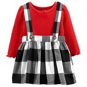 Baby Girls Carter's 2 pc Plaid Flannel Jumper & Bodysuit Outfit Size 3 12 mo NWT